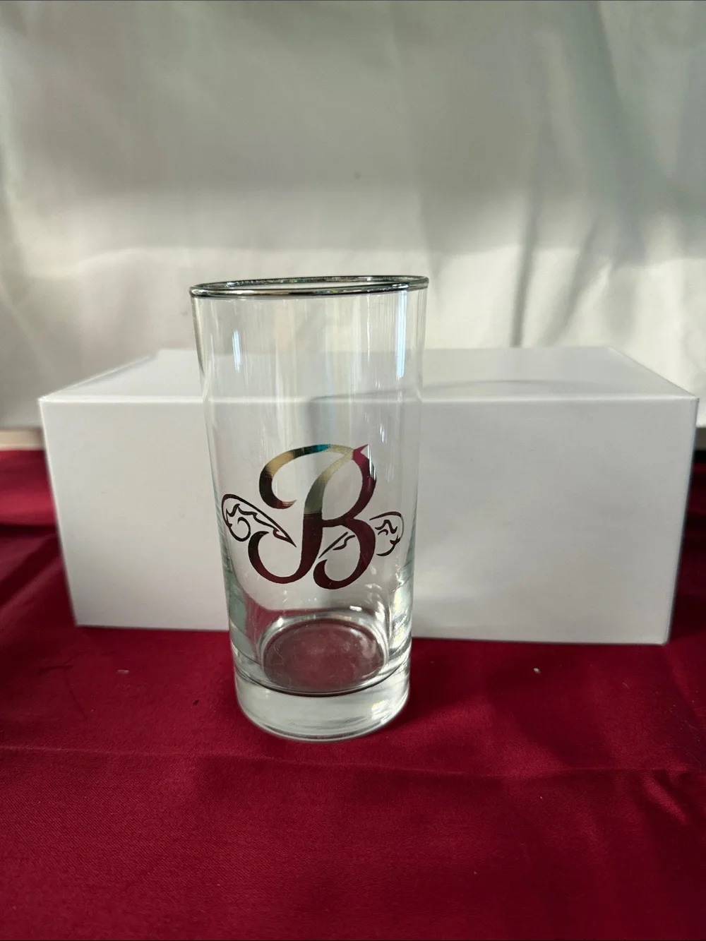 Monogram 'B' Silver Rim Highball Glasse- Set of 1
